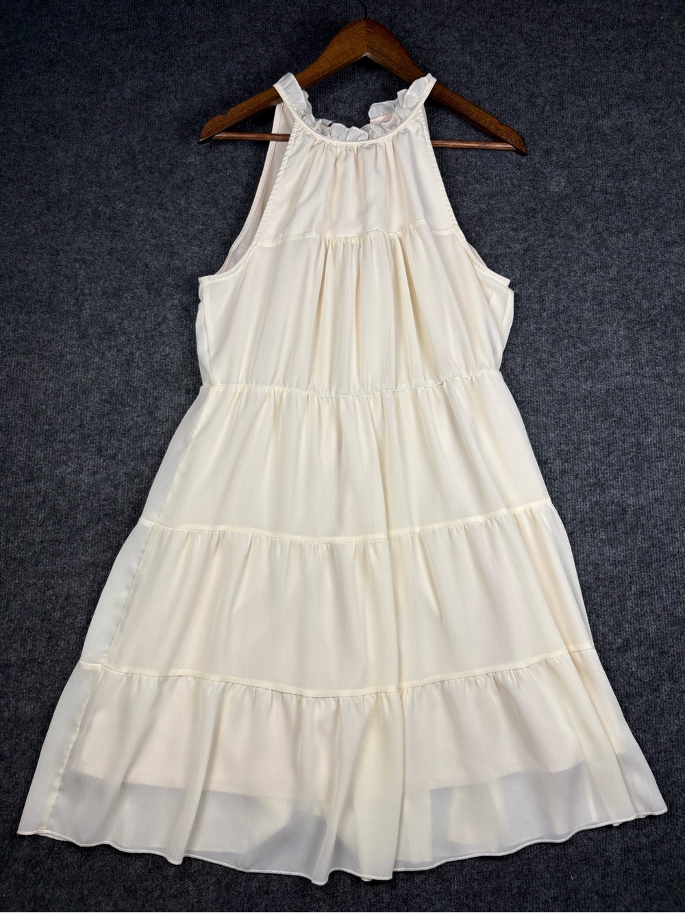 Tiered Halter Mini Dress in Cream